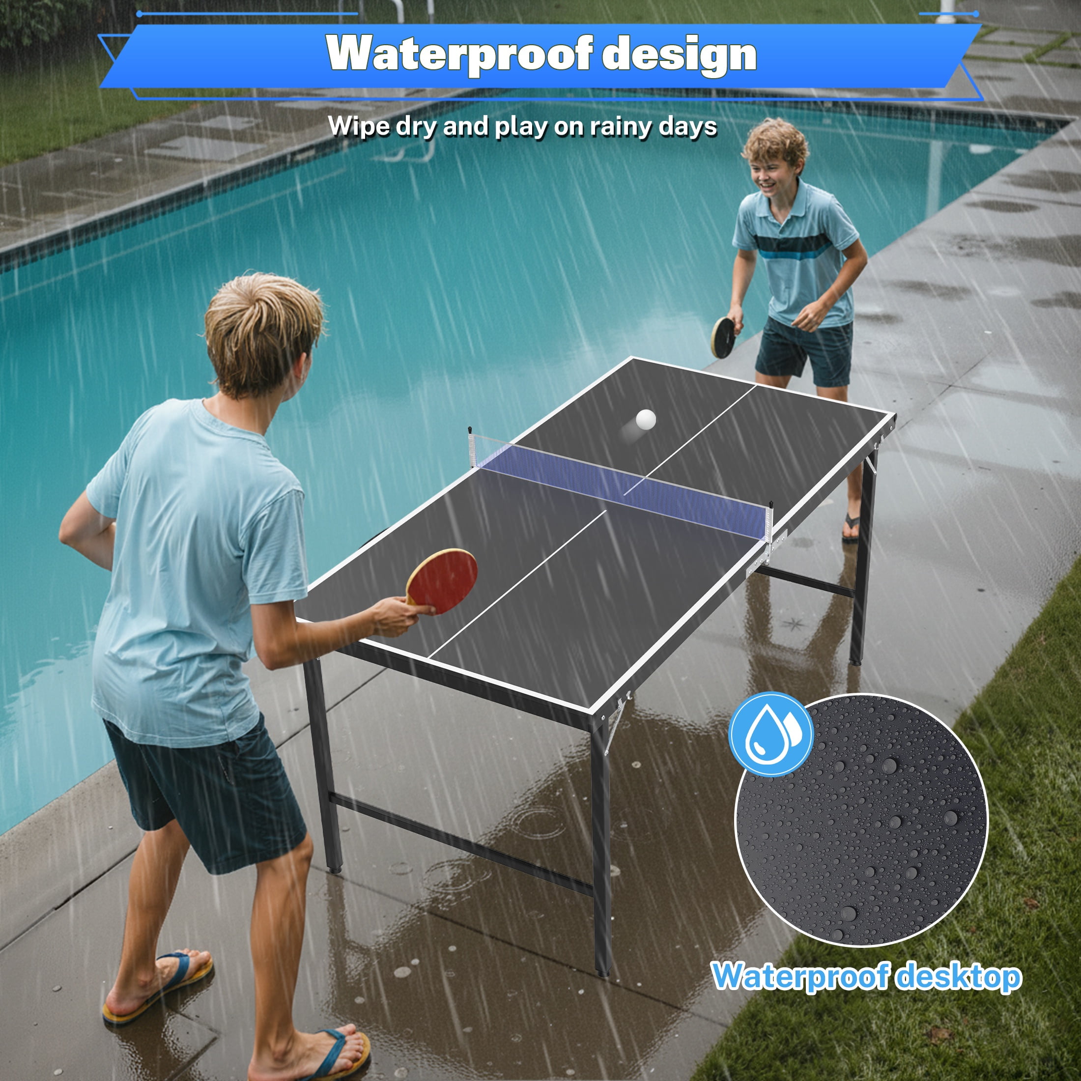 5ft Mid-Size Table Tennis Table Foldable, Portable Ping Pong Table Set for Indoor & Outdoor Games, SEGMART High-Performance Ping Pong Paddle 2 Player Set, Easy Assembly and Adujstable Ping Pong Table