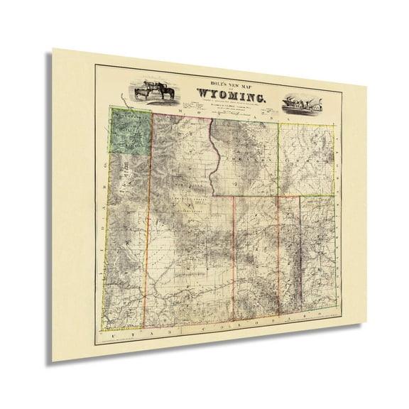1883 Map of Wyoming - Vintage Wyoming Map - Old Wyoming Map- History Map of Wyoming State Compiled from Official Records Wall Art Poster