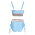 thumbnail image 3 of MKLEKYY Swimsuits Women High Waisted Bikini Sets Swimsuits Color Block Two Piece Drawstring Bathing Suit, 3 of 5