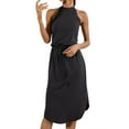 thumbnail image 6 of HUBERY Women Waist Tie Scoop Hem Back Cutout Halter Neck Sleeveless Midi Dress, 6 of 7