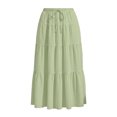 thumbnail image 4 of asdoklhq A Line Skirts for Women Plaid Skirts Women Fashion Summer Casual Comfy Solid A-Line Long Skirts Elastic Waist Pocket Green 2X, 4 of 5
