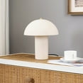 thumbnail image 2 of Alba 11" Modern Mushroom-Shaped LED Table Lamp in Beige Ceramic with Gold Accent, 2 of 5