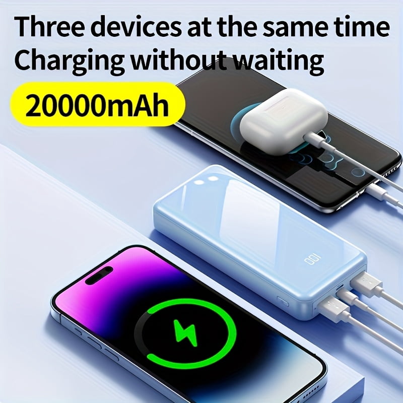 20000Mah PD 22.5W Super Fast Charging Power Bank, Portable Charger with LED Power Display, Outdoor Emergency Backup Battery Pack, Usb/Type-C/Micro Interfaces, Suitable for Iphone, Android