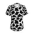 thumbnail image 2 of Uemuo Cow Print Black White Printed Women's Classic V-Neck T-Shirt - Soft, Breathable, Moisture-Wicking, Perfect for Casual, Office, Travel, and Everyday Wear-Medium, 2 of 5