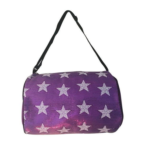 Global FBA, INC. Girls Dance Duffel White Sequin Star Bag (Purple
