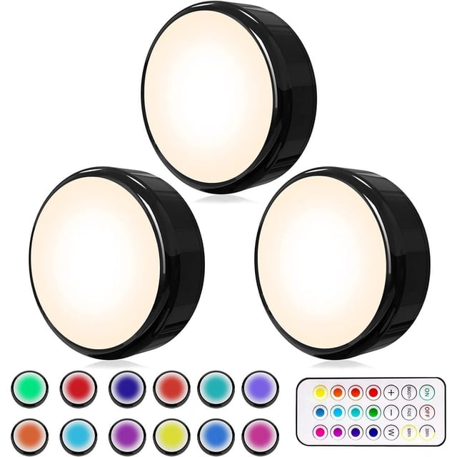 Iluminación para gabinetes Lojalitet, luces LED, luces regulables debajo de la unidad, LED de cocina, caja de batería LED multicolor con control remoto y función de temporización