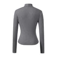 thumbnail image 4 of T Shirts for Women Long Sleeve High Neck Slim Fit Stretch Basic Solid Color Tees Womens Tees Dark Gray M, 4 of 5