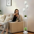 thumbnail image 6 of Crystal Floor Lamps for Living Room, Modern Floor Lamp with Shelves, 3-Lights Standing Lamp with Crystal Shade, On/Off Foot Switch, Silver Corner Floor Lamp for Bedroom Living Room Office(66"), 6 of 17
