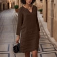 thumbnail image 2 of Kcodviy Robe Simple Décontractée d'Automne pour Femmes, Robe Décontractée à Col en V pour Femmes, Élégante Robe Nuisette Grande Taille, Confortable, Couleur Unie, Longues Robes Portefeuille pour Femmes, Été, Manches, Poche, Robe Décontractée, 2 of 8