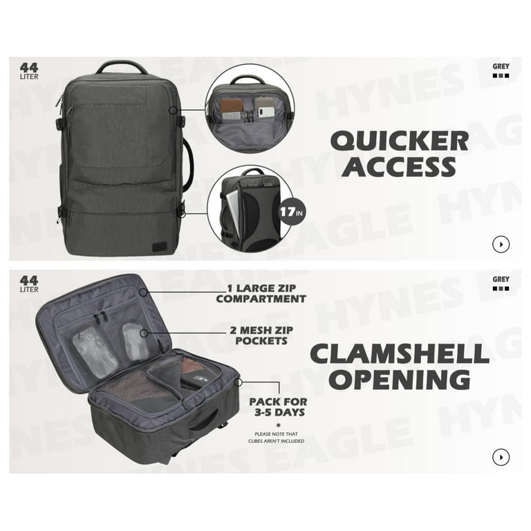 Hynes Eagle Unisex 44L Travel Backpack with Pieces Packing Cubes