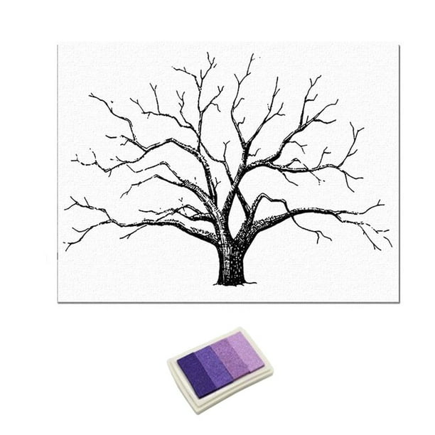 Libro de registro de invitados con almohadilla de tinta Árbol de huellas dactilares Boda Regalo de cumpleaños Púrpura Zulema Árbol de huellas digitales de boda