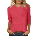 thumbnail image 2 of Alkepwun 3/4 Sleeve Tops for Women Crewneck T-Shirts Summer Tunic Blouses Loose Fit Shirts Solid Basic Tees Tops, 2 of 5