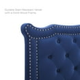 thumbnail image 3 of Platform Bed Frame, Nailhead, Queen Size, Blue Navy, Velvet, Modern Contemporary, Bedroom Master Guest Suite Room, 3 of 10