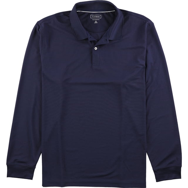 Club Room Mens LS Perfomance Rugby Polo Shirt, Azul, Grande
