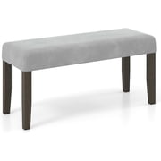 LEHOME 42" Upholstered Dining Bench with Velvet Padded Seat, Rubber Wood Legs, 800 Lbs Capacity, Entryway Bench for Bedroom End of Bed, Dining Room, Hallway, Living Room, Kitchen (Grey)