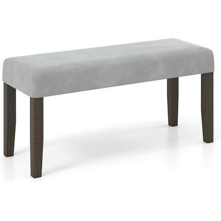LEHOME 42" Upholstered Dining Bench with Velvet Padded Seat, Rubber Wood Legs, 800 Lbs Capacity, Entryway Bench for Bedroom End of Bed, Dining Room, Hallway, Living Room, Kitchen (Grey)