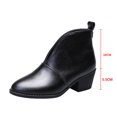 thumbnail image 4 of Tejiojio Vintage Women Slip On Boots Pointed Toe Round Head Thick Heel Short Shoes, 4 of 6