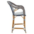 thumbnail image 4 of SAFAVIEH California Outdoor Patio Counter Stool w/ Arm, Navy/White, 4 of 11