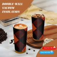 thumbnail image 4 of Stainless Steel Coffee Cup 7.7×2.6×3.5in Tapered Design Nylon Woven Wrist Strap Portable Durable Cup Bottom With Non-Slip Sticker Argyle Plaid Darkorange_3, 4 of 8