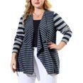 thumbnail image 1 of Unique Bargains Women's Plus Size Long Sleeve Mixed Striped Cardigan, 1 of 6
