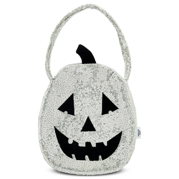 Sequin Pumpkin Bag, Silver, 17", Halloween by Way To Celebrate