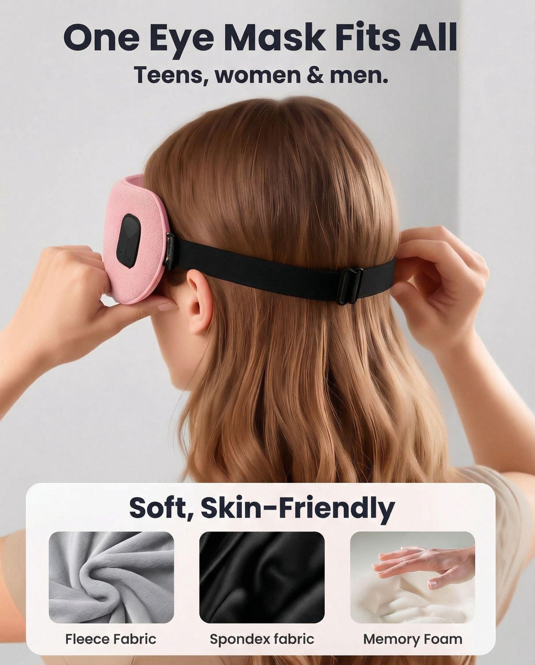FACEMOON Cordless Rechargeable Heated Eye Mask Warm Comfort Natural Flaxseed for Eye Relaxation Sleep Aid Dry Eyes Pink