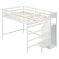thumbnail image 5 of EUROCO Modern Full Size Loft Bed with Storage Wardrobe and Shelf for Kids Teens, White, 5 of 14