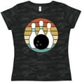 thumbnail image 3 of Inktastic Bowling Pins Ball Bowler Retro Sunset Women's T-Shirt, 3 of 5