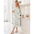 thumbnail image 3 of Ekouaer Long Sleeve Nightgowns for Women Calf Length Sleepwear Long Sleepshirts Crewneck Sleep Dress, 3 of 6