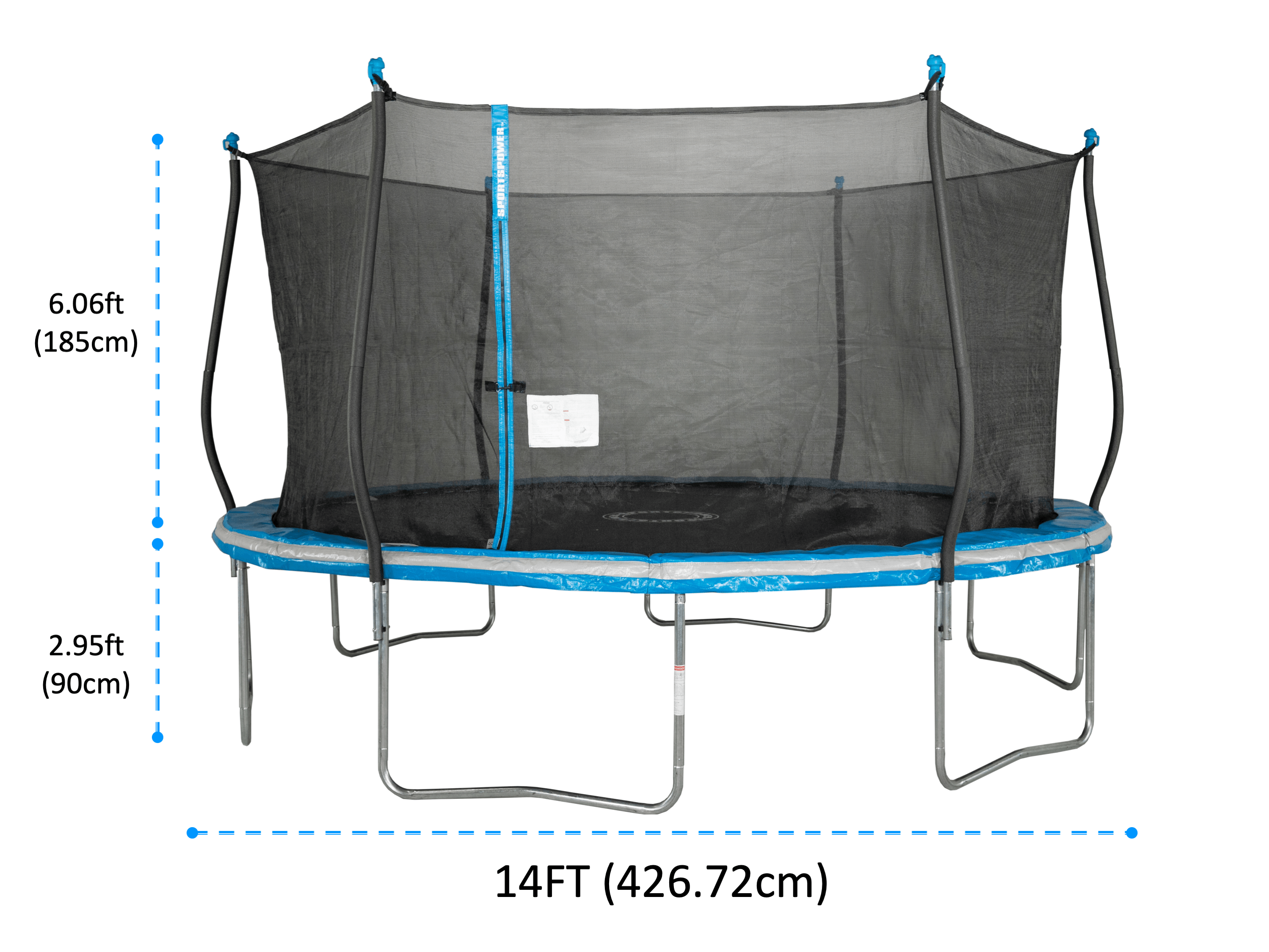 Bounce Pro 14' Trampoline, Classic Safety Enclosure, Blue - image 2 of 8