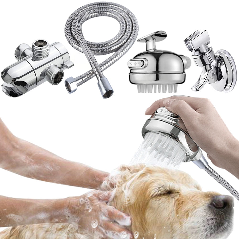 BODISEINT Dog Shower Attachment with Brushy Dog Shower Head, Dog Shower