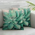 thumbnail image 3 of Creowell Throw Pillow Covers, Summer Turquoise Tropical Succulent Plants Couch Pillow Cases Decorative Sofa Cushion Case for Chair, Bedroom, Car, Bed, Patio, Office 24x24in, 3 of 5