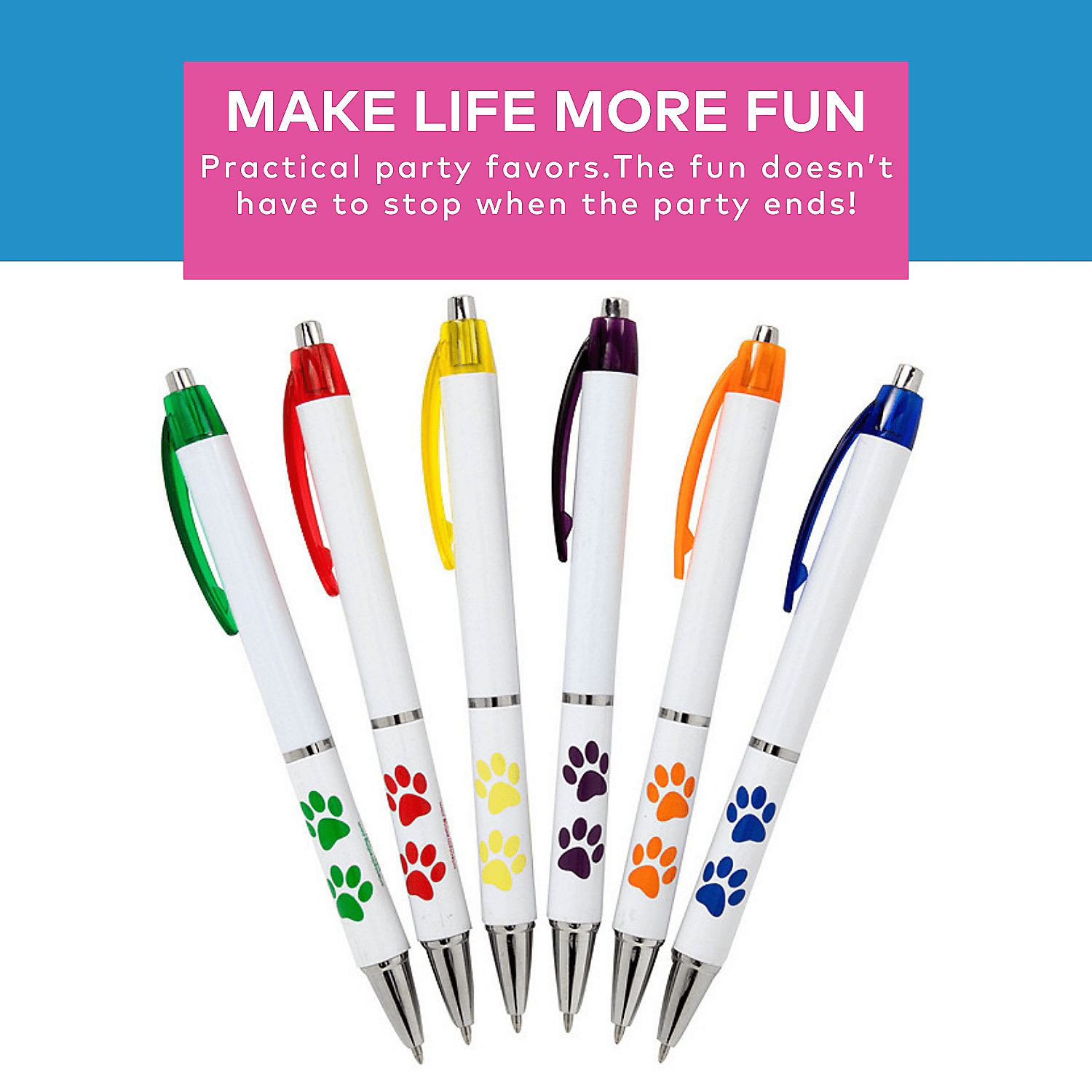 Paw Print Grip Pens - 24 Pieces