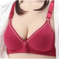 thumbnail image 2 of Bigersell Push up Bras for Older Women Wireless Bra Ladies Bras No Underwire Hook and Eye Bra Closure Comfort Strap Wire-Free Bras Padded Bralette Everyday Underwear Red 36B, 2 of 4