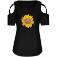 thumbnail image 3 of JeashCHAT Women Short Sleeve Tops Summer Strappy Cold Shoulder T-shirt Fashion Floral Print Color Casual Tunic Blouses Plus Size Pullover Tee, 3 of 4