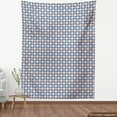 thumbnail image 4 of Ambesonne Retro Fabric by the Yard Upholstery, Vintage Circles Squares Art, 5 Yards, Salmon and Dark Violet Blue, 4 of 5