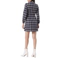 thumbnail image 3 of INSPIRE CHIC Women's Plaid Long Sleeves A-Line Button Up Casual Shirt Dress L Dark Blue, 3 of 6