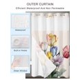 thumbnail image 4 of No Hook Shower Curtain with Snap-in Liner, Colorful Tulips Floral Waterproof Fabric Bathroom Curtains, Modern Art Watercolor Pastoral Bath Curtains & Mesh Top Window Stall 48"x72", 4 of 9