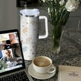 thumbnail image 4 of 40oz Elephant Stainless Steel Tumbler with Handle and Straw, Insulated Cup Travel Coffee Mug Water Bottle with Lid and Straw, Animal Lovers Women Gifts, 4 of 5