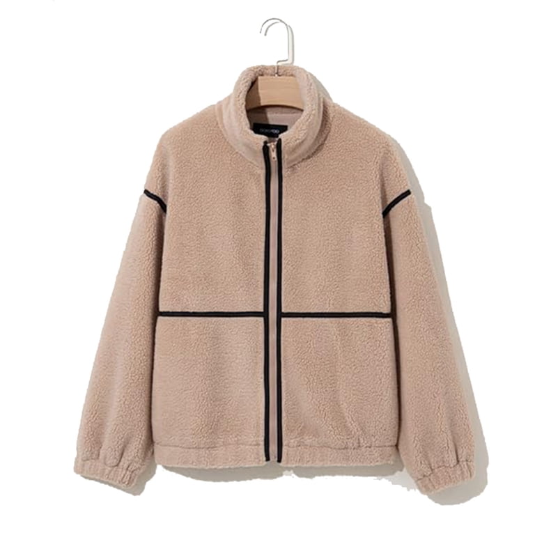 UQJfacai Womens Full Zip Fleece Cropped Jacket Warm Winter Long