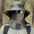 thumbnail image 3 of Bufanda de camuflaje para hombre, sombrero con protección solar, sombrero de pesca al aire libre, sombrero con protección para el cuello desmontable, gorra de béisbol transpirable, 3 of 5