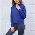 thumbnail image 3 of Women Fleece Crop Sweatshirts Casual Cropped Lapel Long Sleeve Quarter Zip Pullover Shirts Trendy Loose Fall Winter Tops, 3 of 5