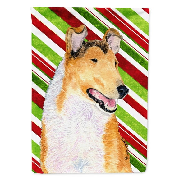 Carolines Treasures SS4539-FLAG-PARENT Collie Smooth Candy Cane Holiday Christmas Flag  multicolor
