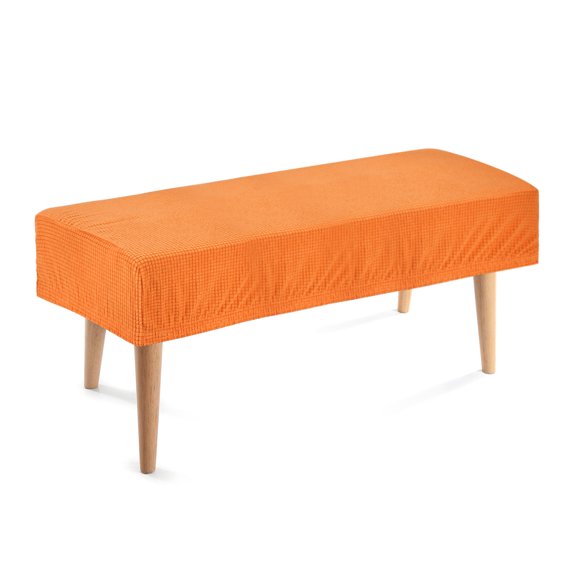 Dining Bench Cover, Stretch Piano Long Bench Stool Slipcover, Rectangle Washable Seat Cushion Protector for Living Room, Bedroom and Kitchen, Orange