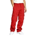 thumbnail image 3 of GrmtClth Cargo Pants for Men Heavyweight Fleece Sweatpants Loose Fit Open Bottom Cargo Pants for Gym Hiking Casual Wear Red 3XL, 3 of 5