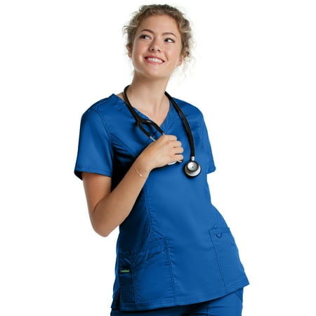 Landau ProFlex Tailored Fit Stretch 3-Pocket Mock Wrap Scrub Top for Women 4161