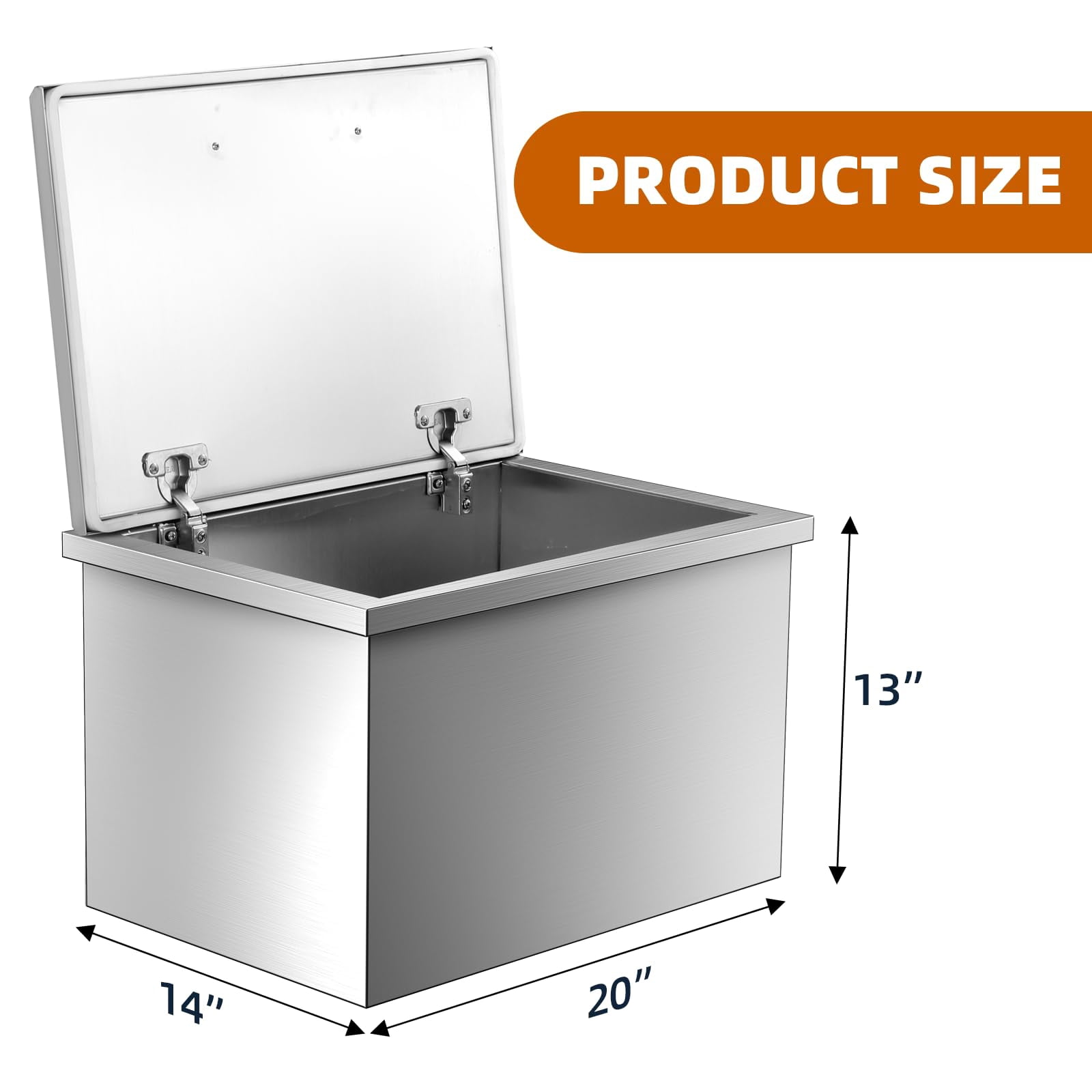 Luku Drop in Ice Chest, Stainless Steel Commercial Ice Bin with Hinged Cover, Outdoor Kitchen Ice Bar for Drinks