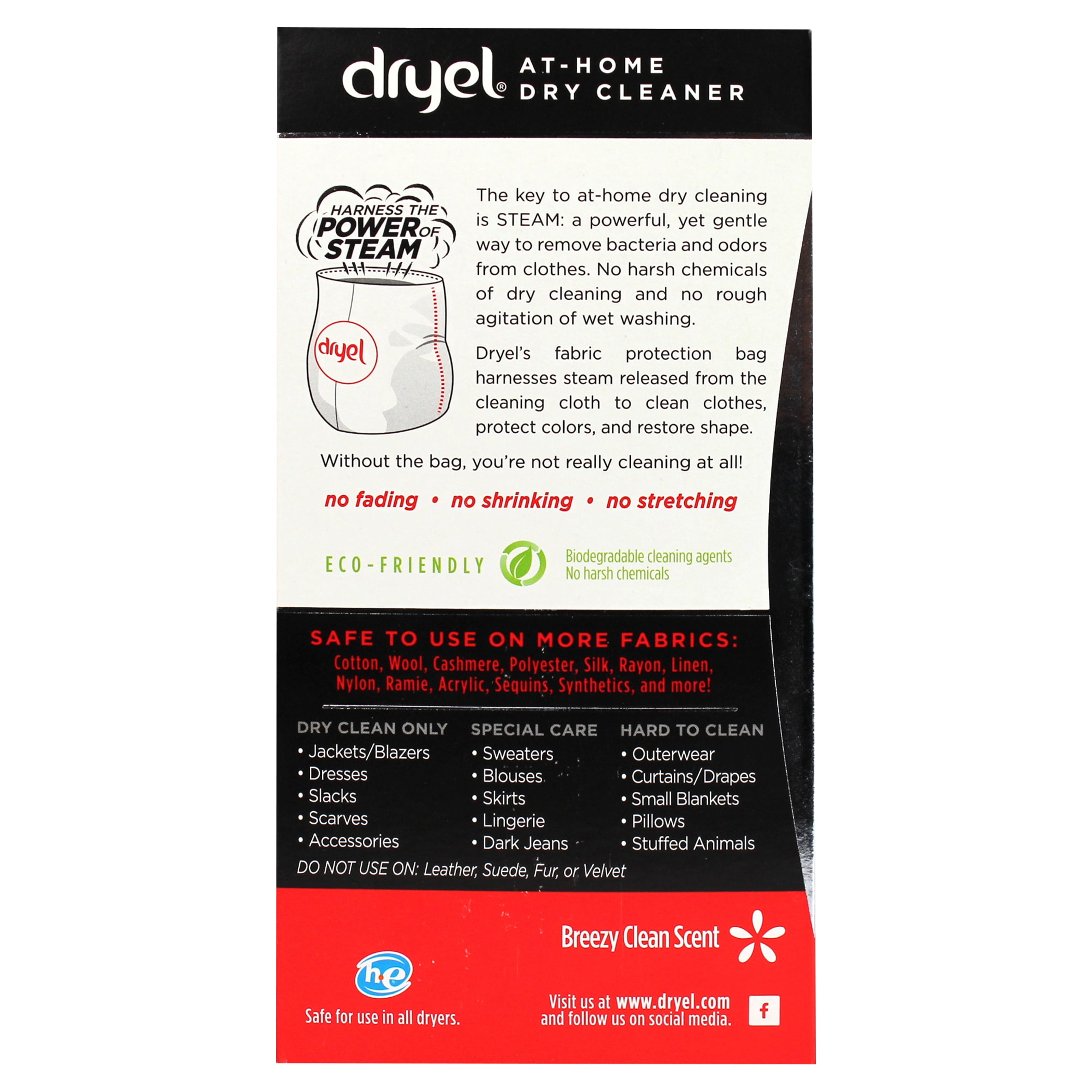 Dryel At-Home Dry Cleaner Refill Kit, 8 Cleaning Cloths, Stain Pen, & Odor  Wrinkle Releaser