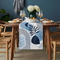 thumbnail image 2 of Blue Bohogeometric Table Runner - 70 Inch Long, Kitchen Dining Table Runner Dresser Scarves, Bohemia Ethnic Abstract Lines Leaf Farmhouse Decor for Coffee Tables Wedding Party Banquet, 2 of 8