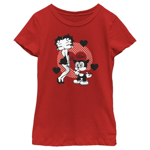 Girl's Betty Boop Valentine's Day Bimbo Be Mine Graphic Tee Red Small